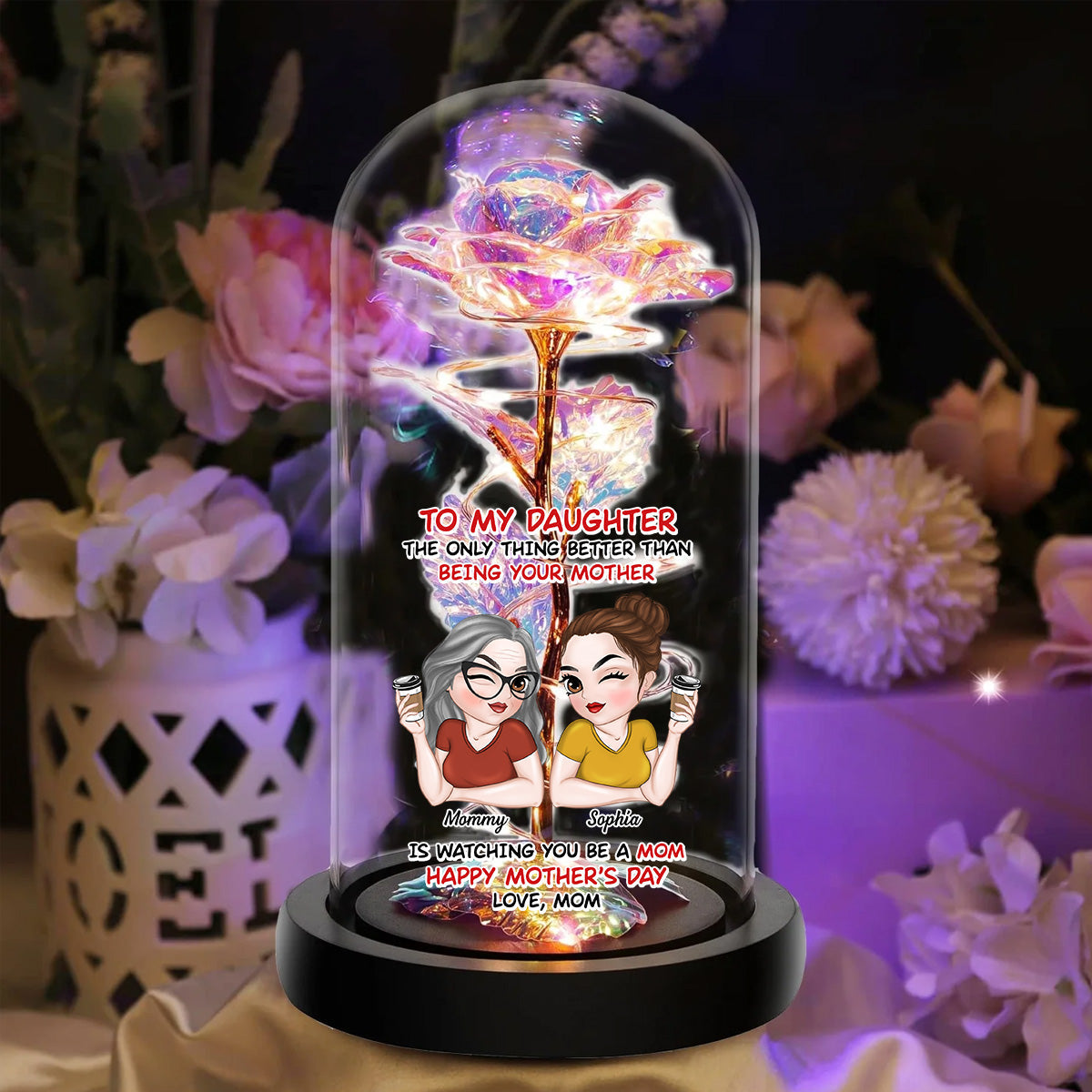 Watching You Be A Mom - Personalized Sparkly Rose