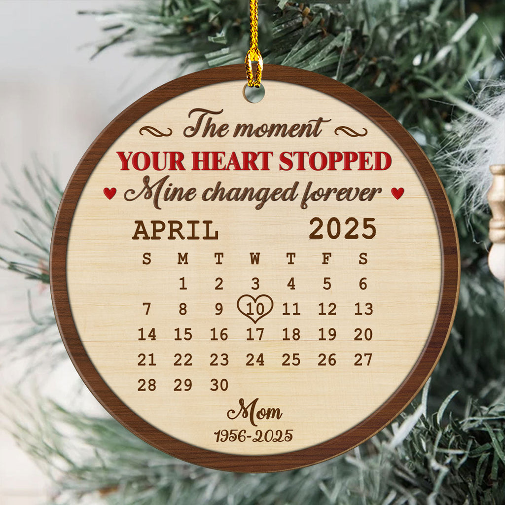 Custom Memorial Christmas Ornament, Sympathy Keepsake •  The Moment - Personalized Wood Ornament