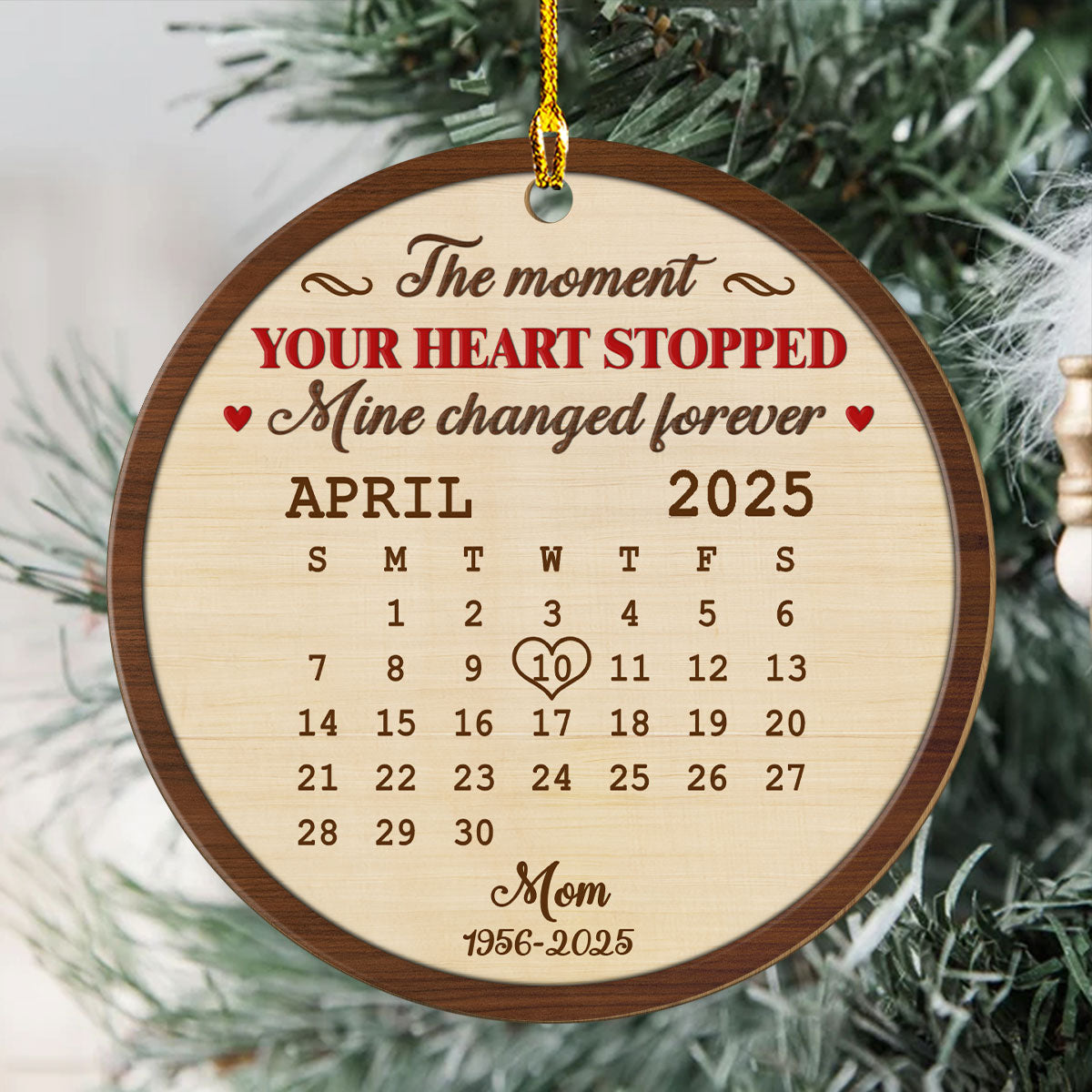 Custom Memorial Christmas Ornament, Sympathy Keepsake •  The Moment - Personalized Wood Ornament
