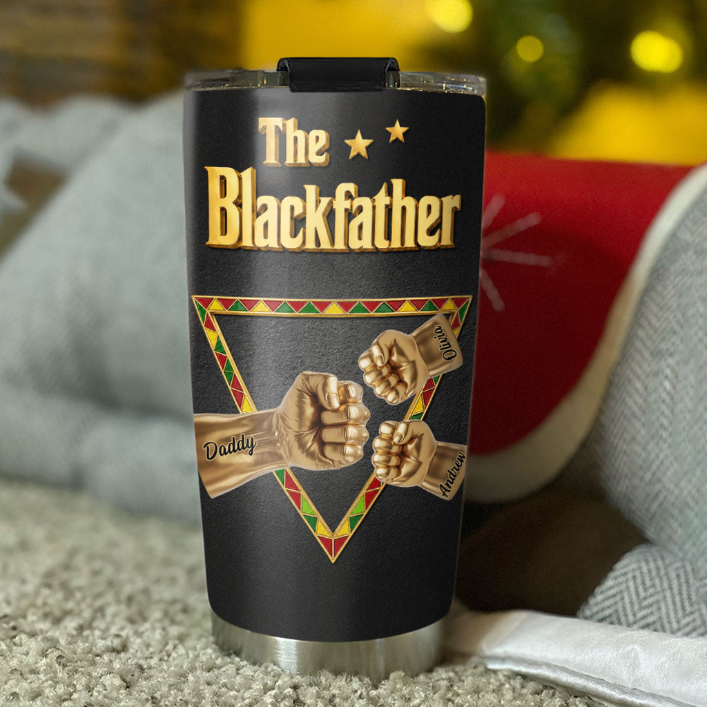 Custom Father's Day Birthday Gifts For Dad • The Blackfather Gold - Personalized 3D Effect Tumbler