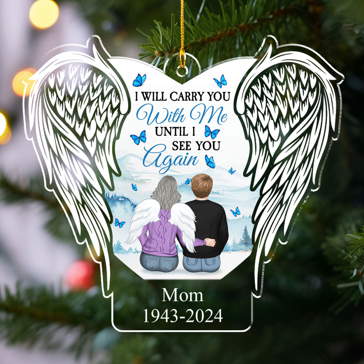 Custom Memorial Christmas Ornament, Sympathy Keepsake •  God Has You In His Arms - Personalized Acrylic Ornament