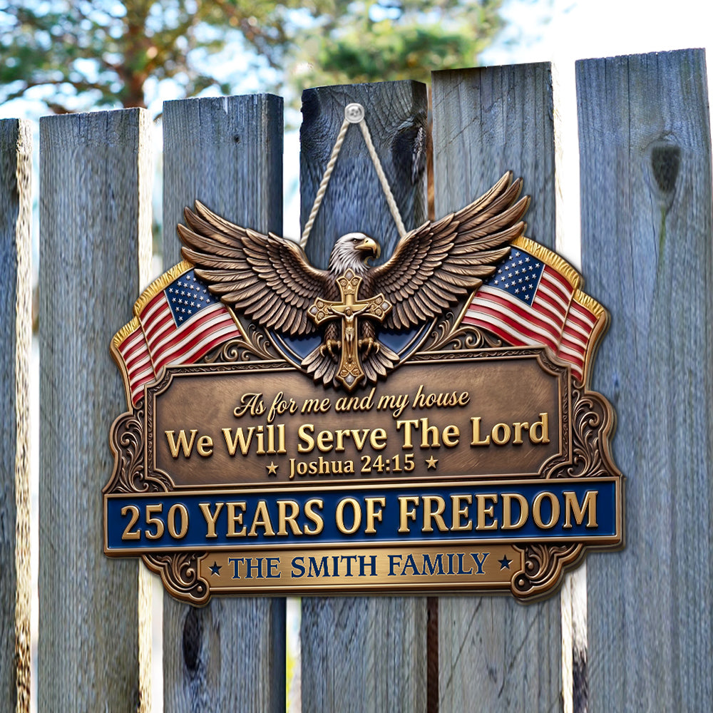 Custom Home & Wall Decor, Birthday & Christmas Gift • Our Home Serves The Lord - Personalized Wood Sign