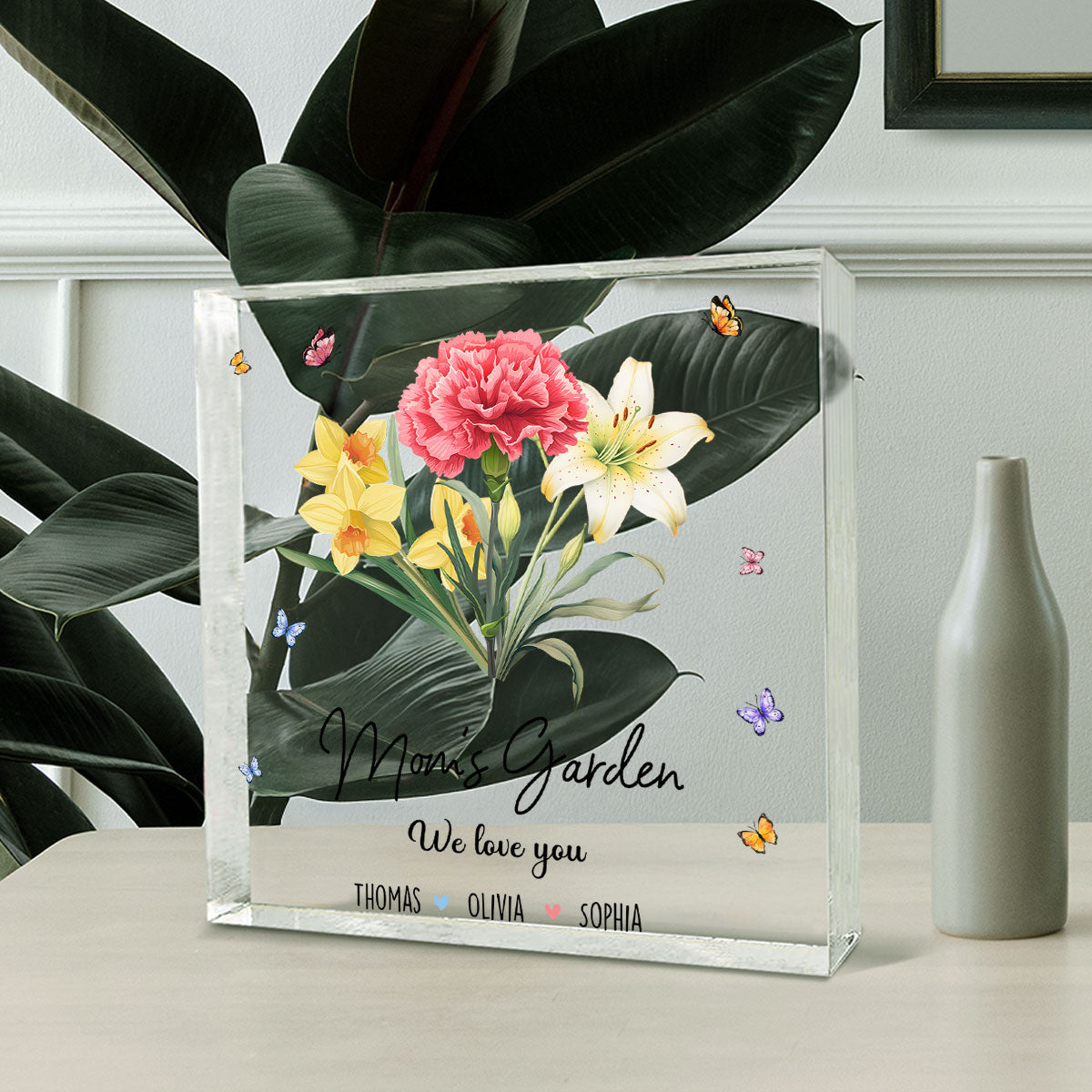 Custom Mother's Day Decor, Gift for Mom & Grandma • Flower Birth Month Garden - Personalized Acrylic Plaque