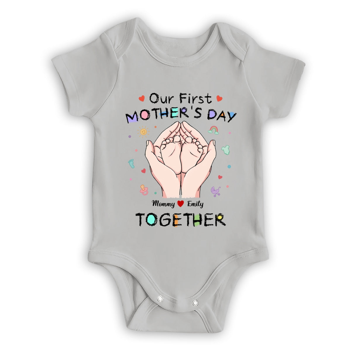 Custom First Mother's Day, Christmas Gift for New Mom • Our 1st Mothers Day - Personalized T-shirt And Onesie