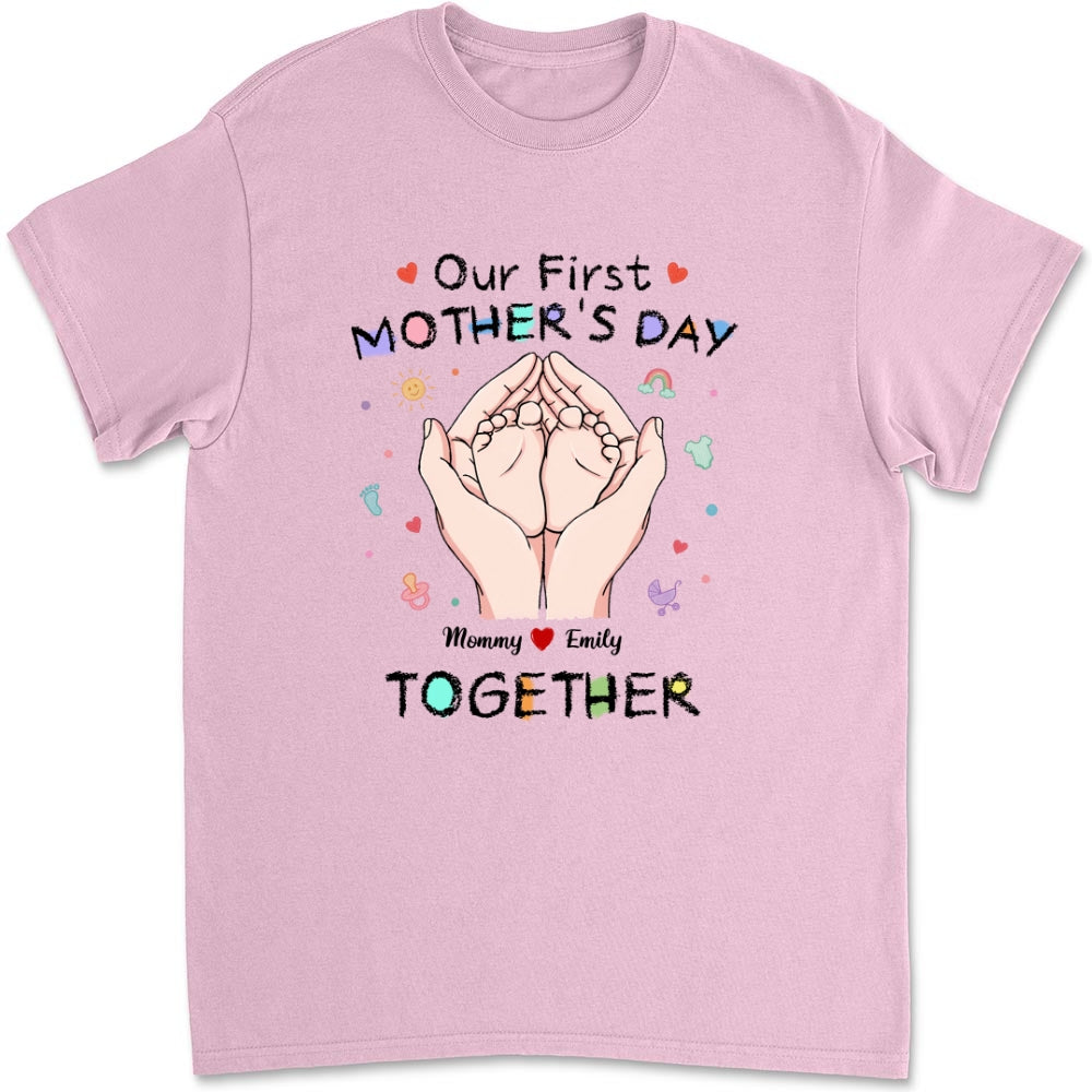 Custom First Mother's Day, Christmas Gift for New Mom • Our 1st Mothers Day - Personalized T-shirt And Onesie