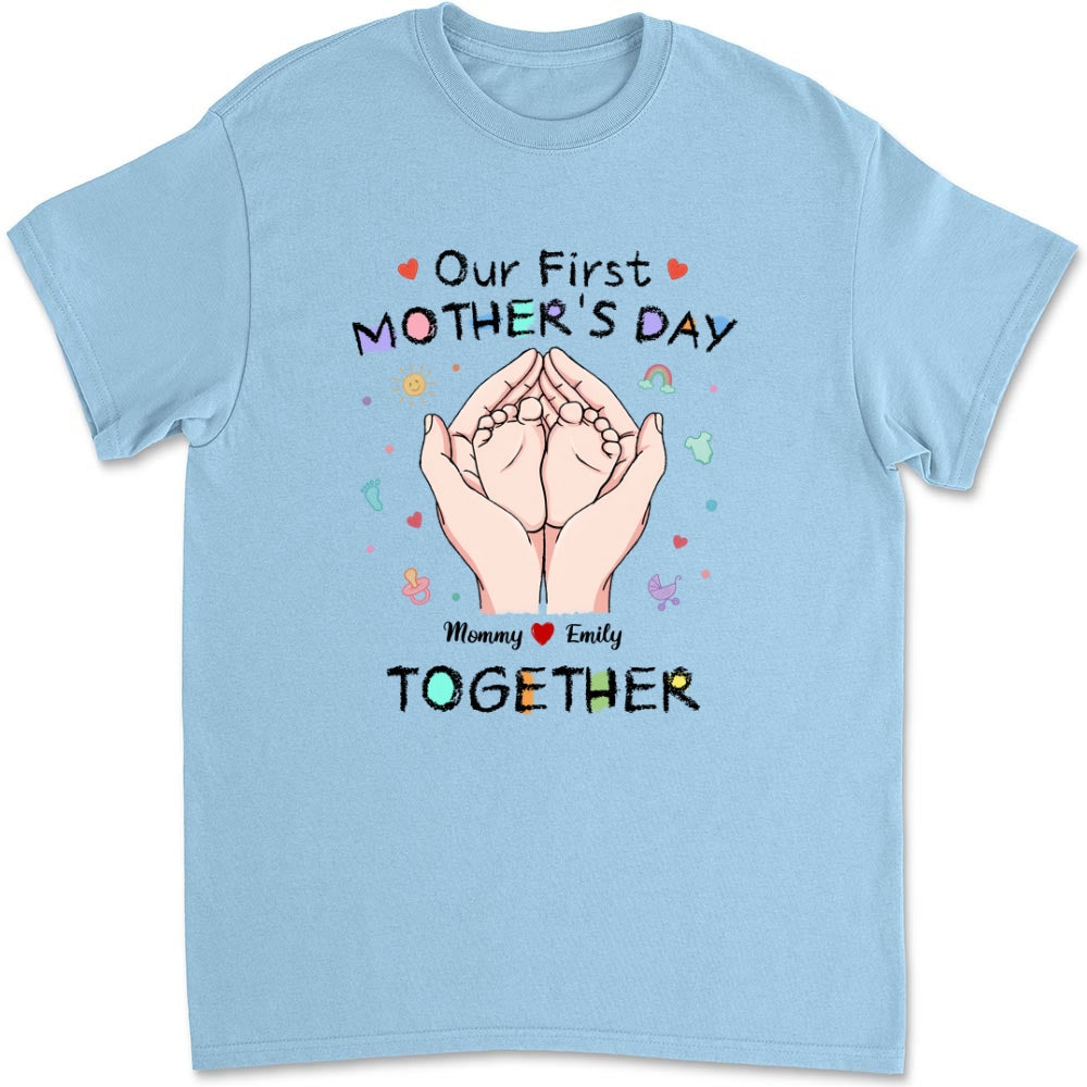 Custom First Mother's Day, Christmas Gift for New Mom • Our 1st Mothers Day - Personalized T-shirt And Onesie