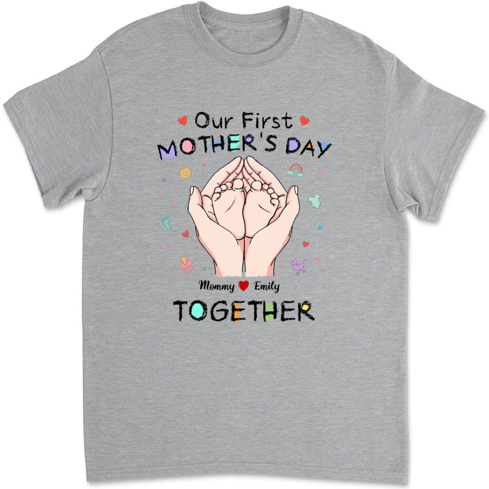 Custom First Mother's Day, Christmas Gift for New Mom • Our 1st Mothers Day - Personalized T-shirt And Onesie