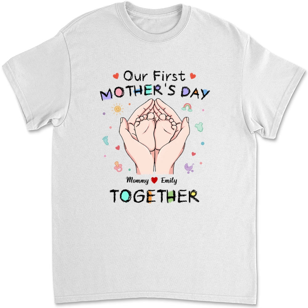 Custom First Mother's Day, Christmas Gift for New Mom • Our 1st Mothers Day - Personalized T-shirt And Onesie