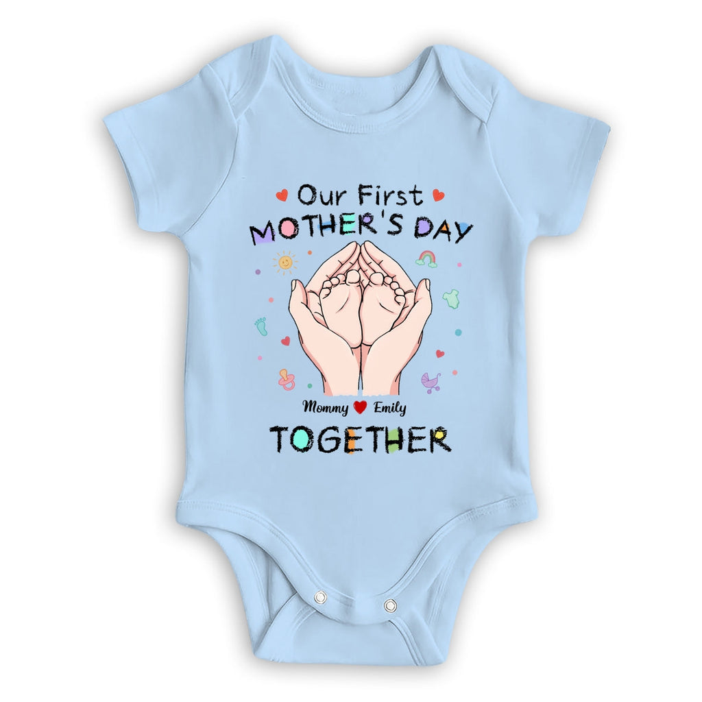 Custom First Mother's Day, Christmas Gift for New Mom • Our 1st Mothers Day - Personalized T-shirt And Onesie