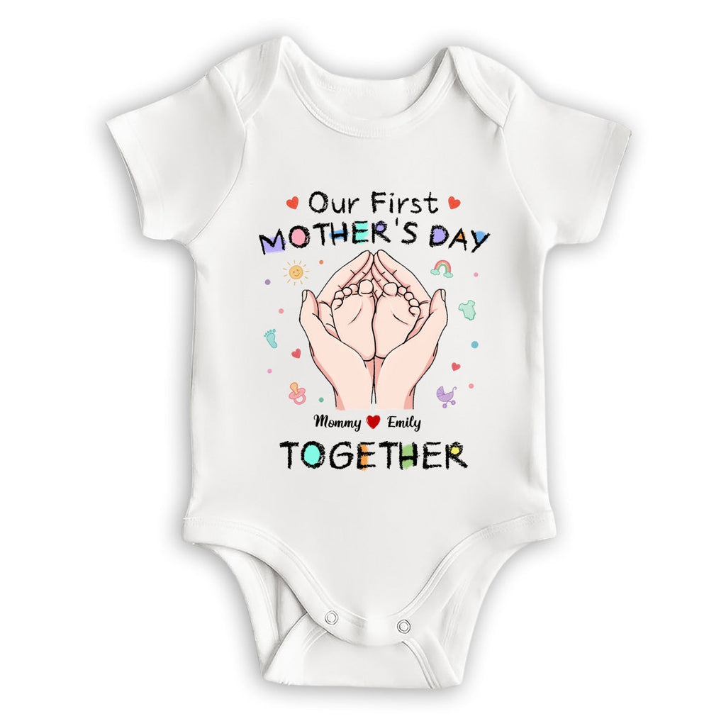 Custom First Mother's Day, Christmas Gift for New Mom • Our 1st Mothers Day - Personalized T-shirt And Onesie