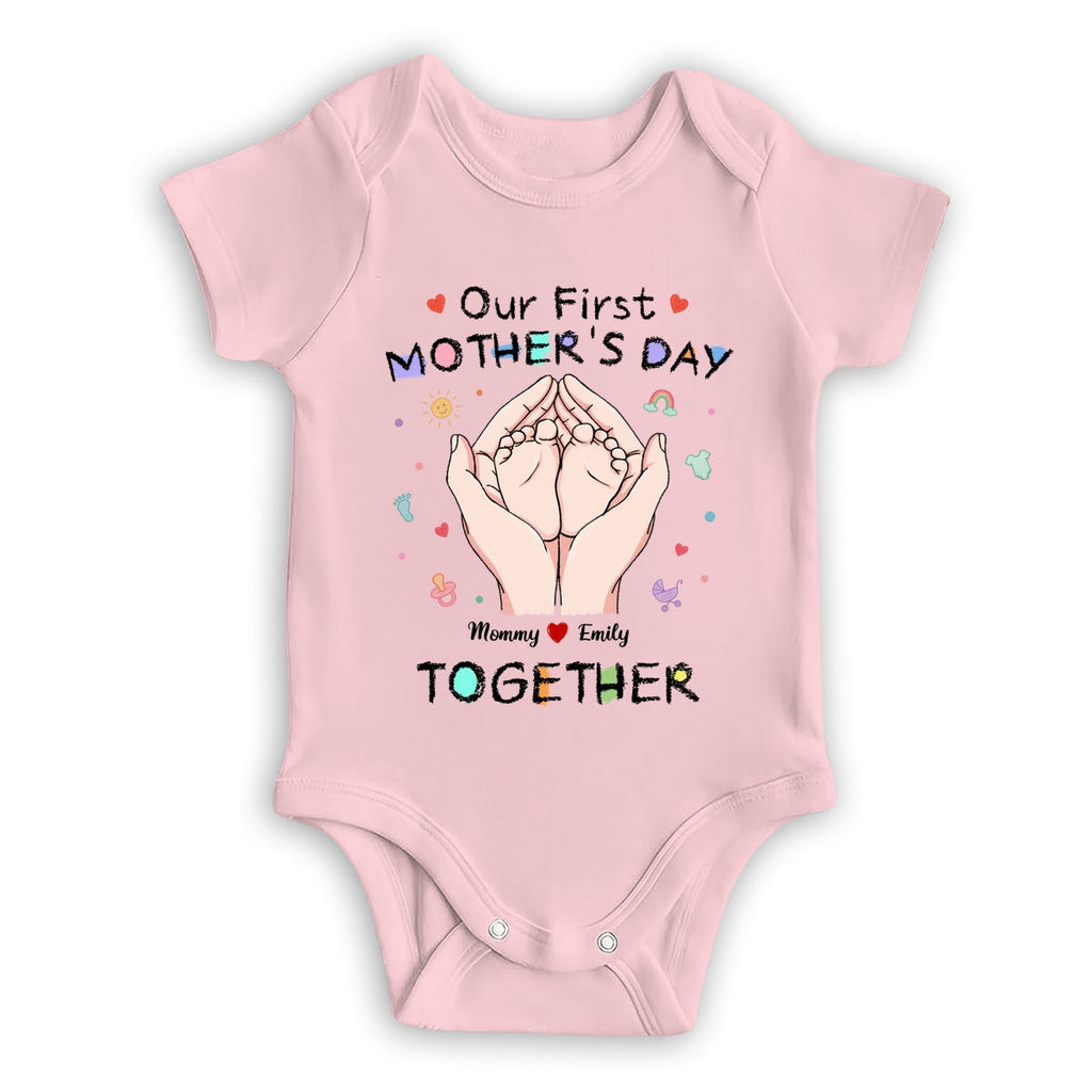 Custom First Mother's Day, Christmas Gift for New Mom • Our 1st Mothers Day - Personalized T-shirt And Onesie