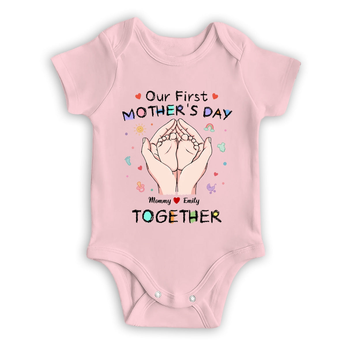 Custom First Mother's Day, Christmas Gift for New Mom • Our 1st Mothers Day - Personalized T-shirt And Onesie