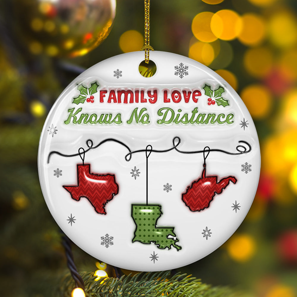 Custom Family Ornament, Christmas Gift for Family Members •  Family Love Does Not Need A Reason - Personalized 3D Inflated Effect Ceramic Ornament