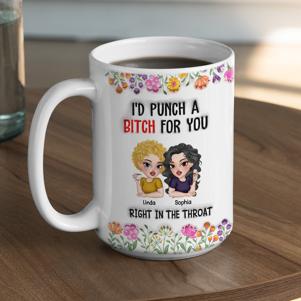 Custom Best Friend, Christmas & Birthday Friendship Keepsake Gift • Punch For You My Bestie - Personalized 3D Inflated Effect Mug