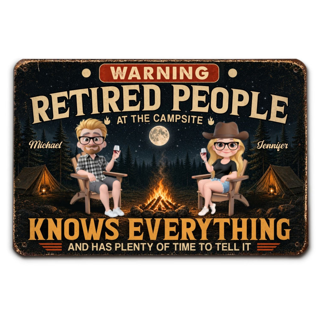 Custom Family Campground Sign, Campsite Outdoor Wall Decor • Our Retirement Life - Personalized Metal Sign