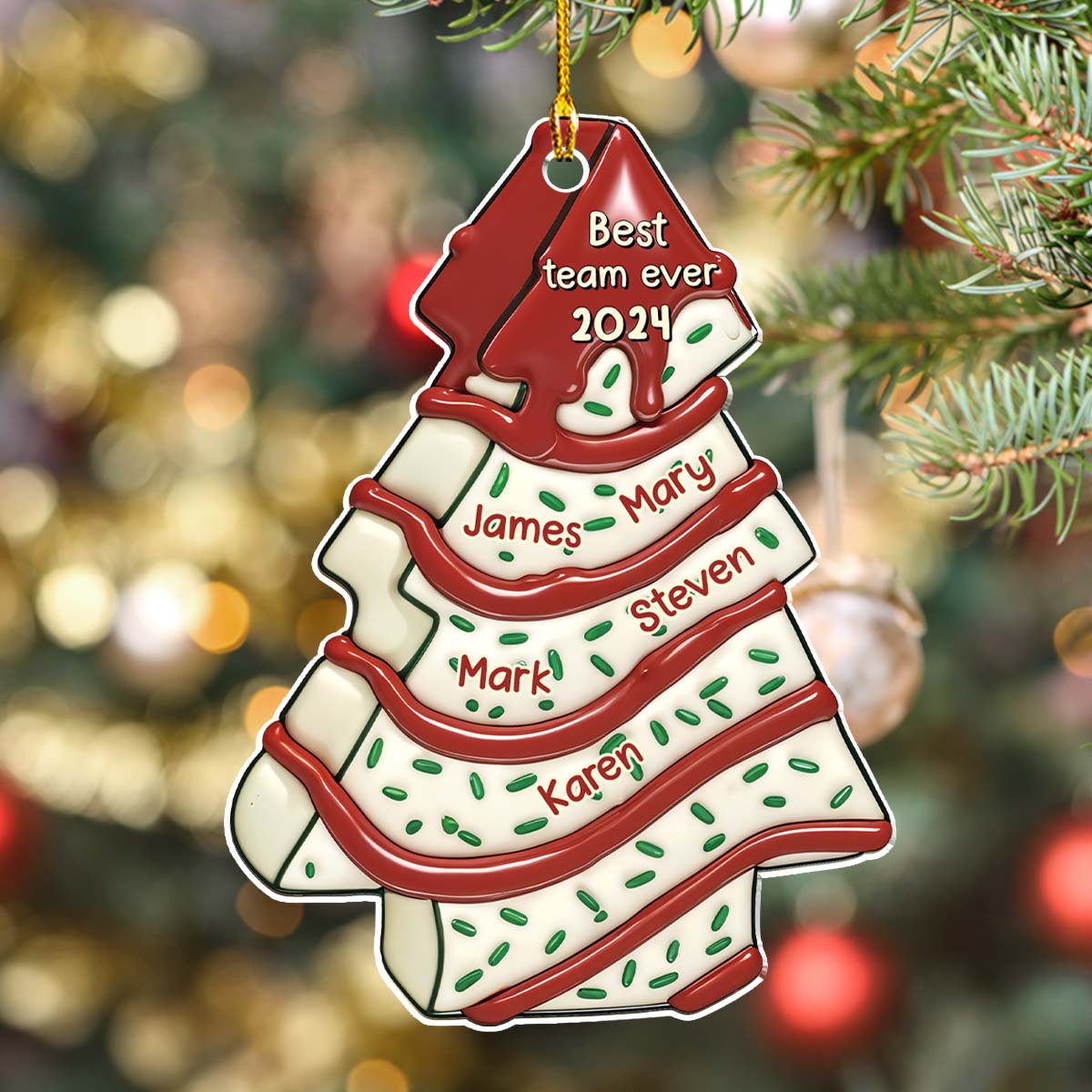 Custom Coworker Christmas Ornament, Team Appreciation Gift •  Coworker Tree Cake - Personalized 3D Effect Acrylic Ornament