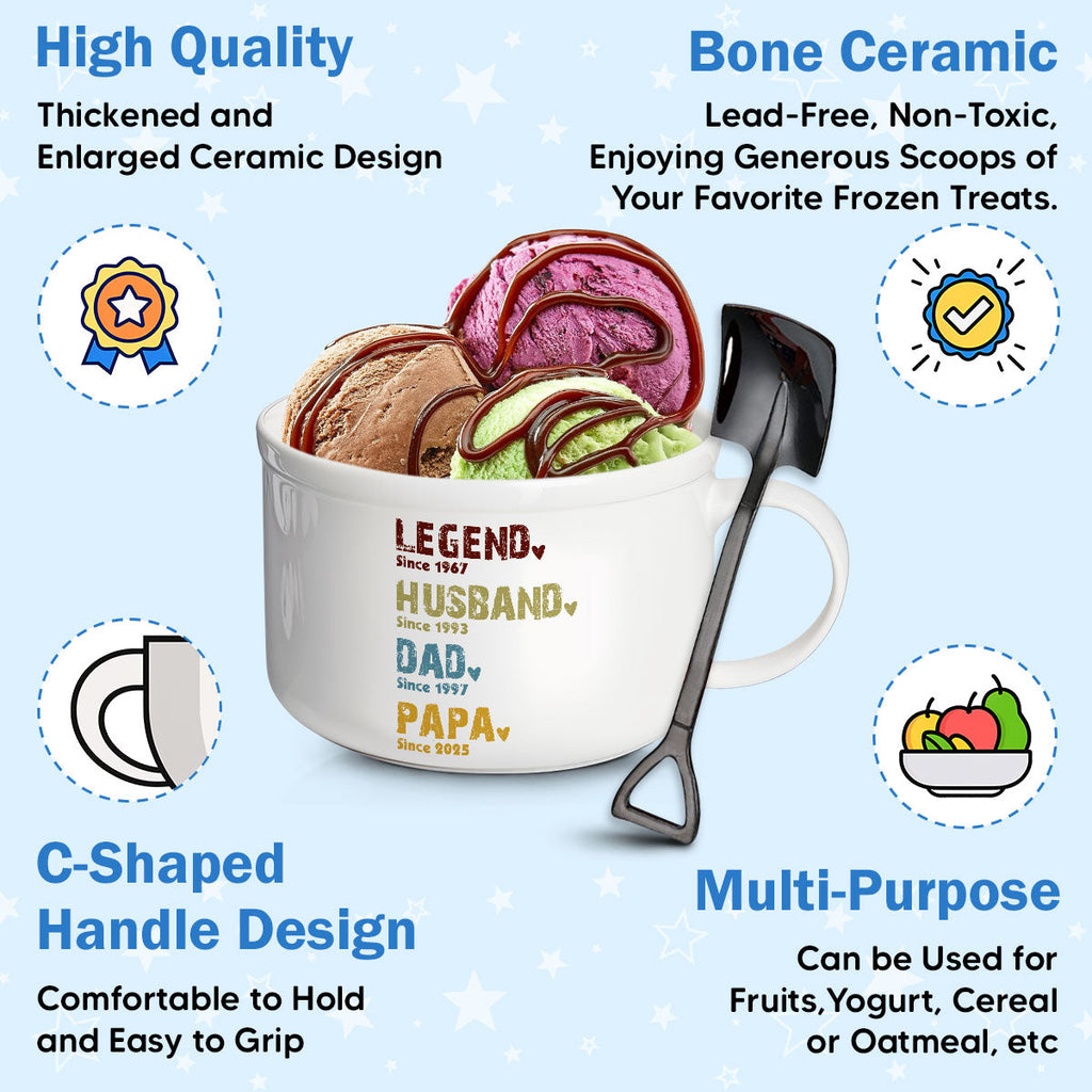 Legend, Husband, Dad, Grandpa - Personalized Ceramic Bowl
