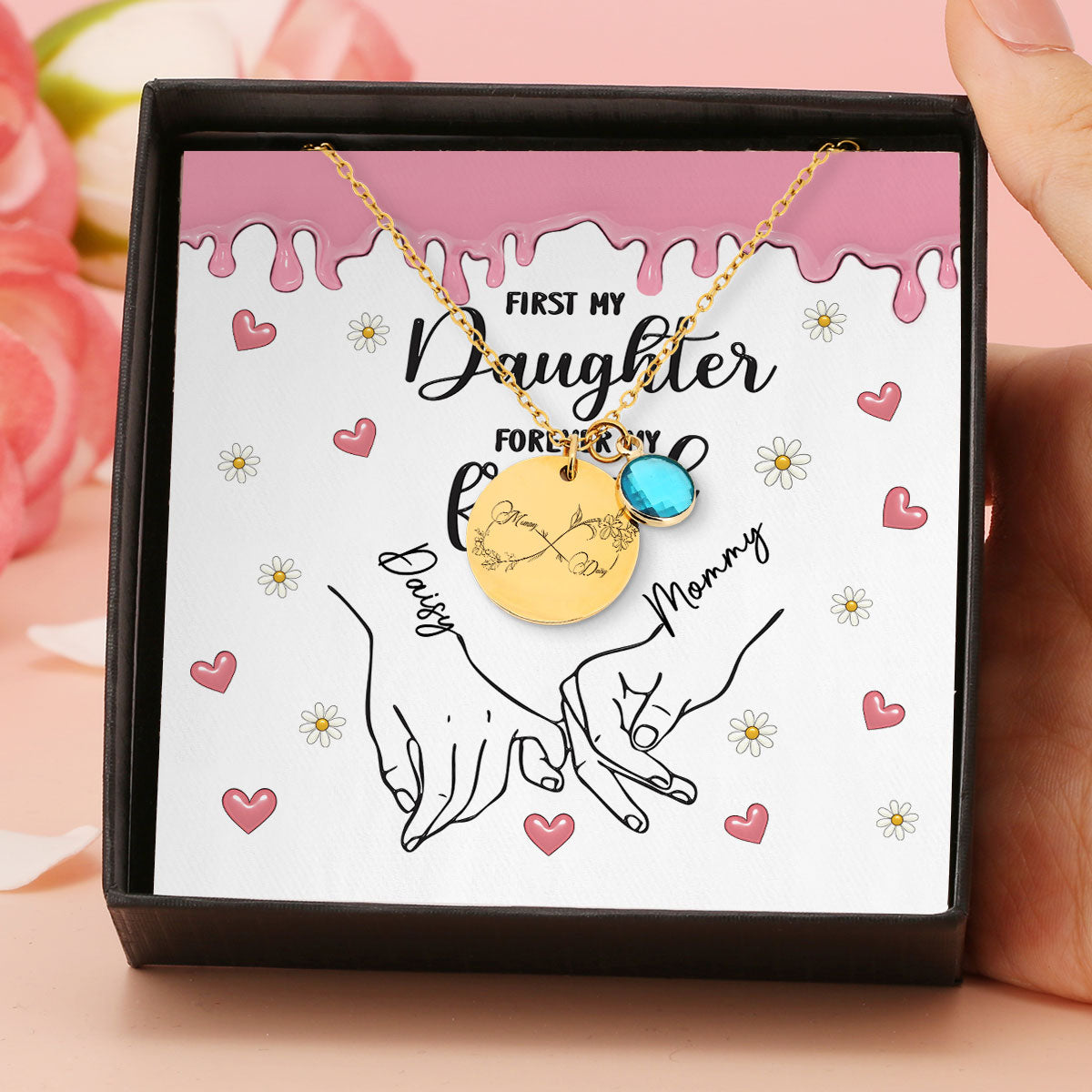 First My Daughter Forever My Friend - Personalized Birthstone Necklace With Message Card