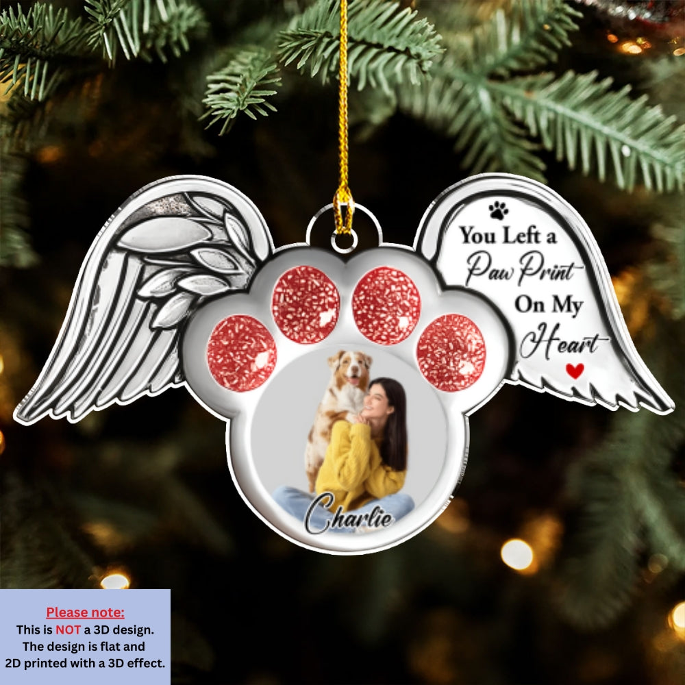 Custom Photo Keepsake Christmas Ornament • Paw In Heaven Photo - Personalized Acrylic Ornament