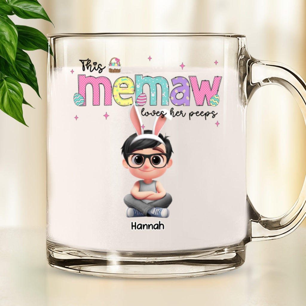 Custom Christmas & Birthday Gift for Mom • This Grandma Loves Her Peeps - Personalized Glass Mug