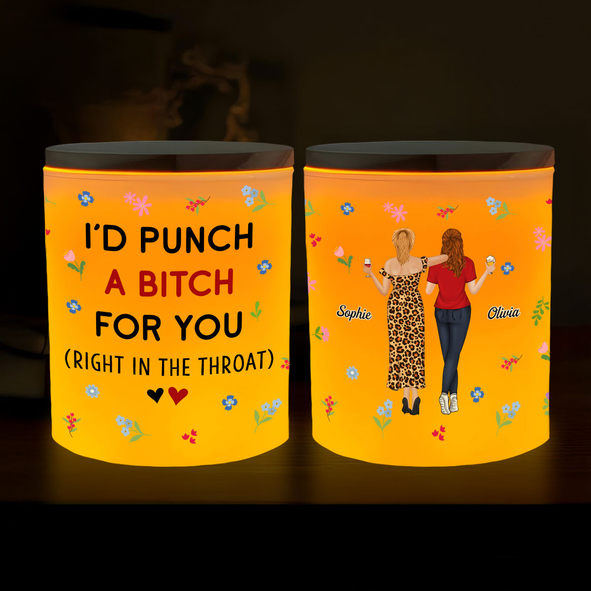 Right In The Throat - Personalized Glass Jar With LED Candle