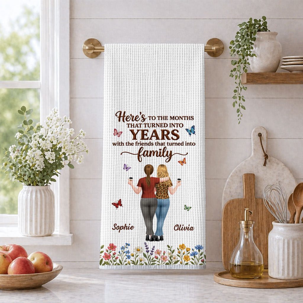 Custom Sister Kitchen Towel With Names, Birthday Christmas Gift For Sister Sibling • From Friends To Family - Personalized Kitchen Towel
