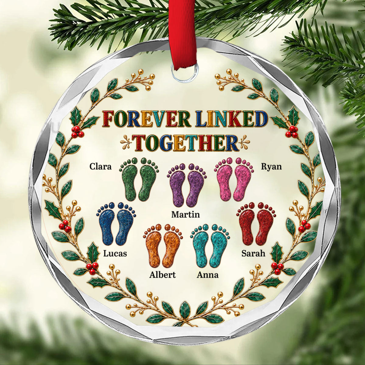 Custom Brothers & Sisters Christmas Ornament •  Forever Siblings - Personalized Glass Ornament