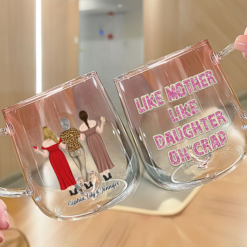 Custom Mother's Day Gift for Mom & Grandma • Like Mother Like Daughter - Personalized Pink Gradient Glass Mug