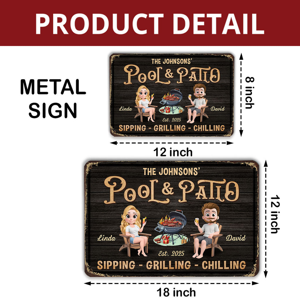 Custom Family Summer Backyard, Patio & Porch Decor • We At Pool And Patio - Personalized Metal Sign