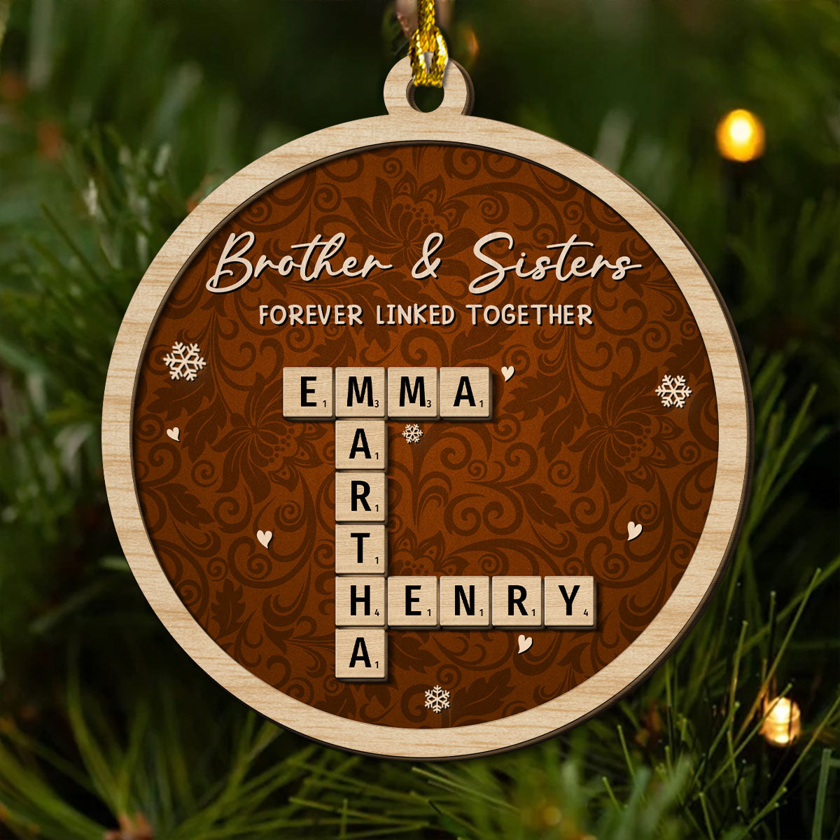 Custom Brothers & Sisters Christmas Ornament •  Same Roots But Different Beautiful Branches - Personalized 2-Layered Wood Ornament
