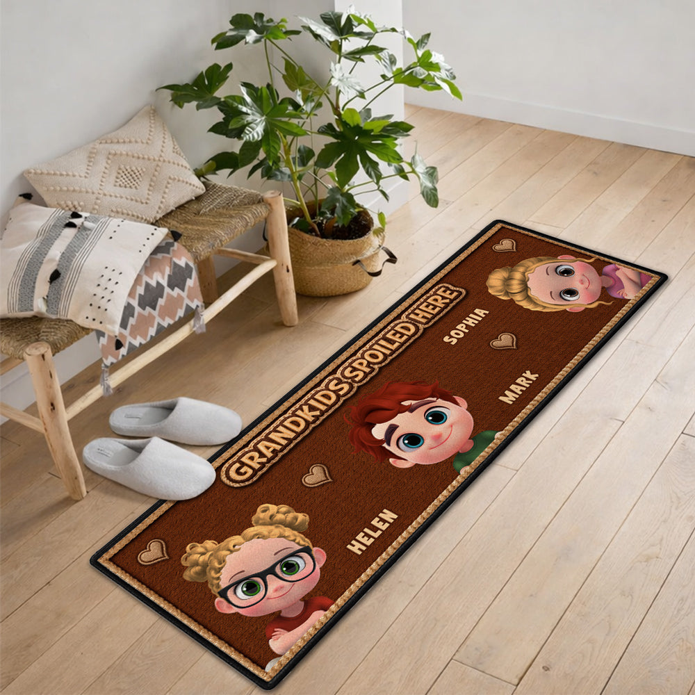 Custom Names Rug, Christmas Birthday Gift For Granddaughter Grandson • Grandmas Little Makers - Personalized Runner Rug