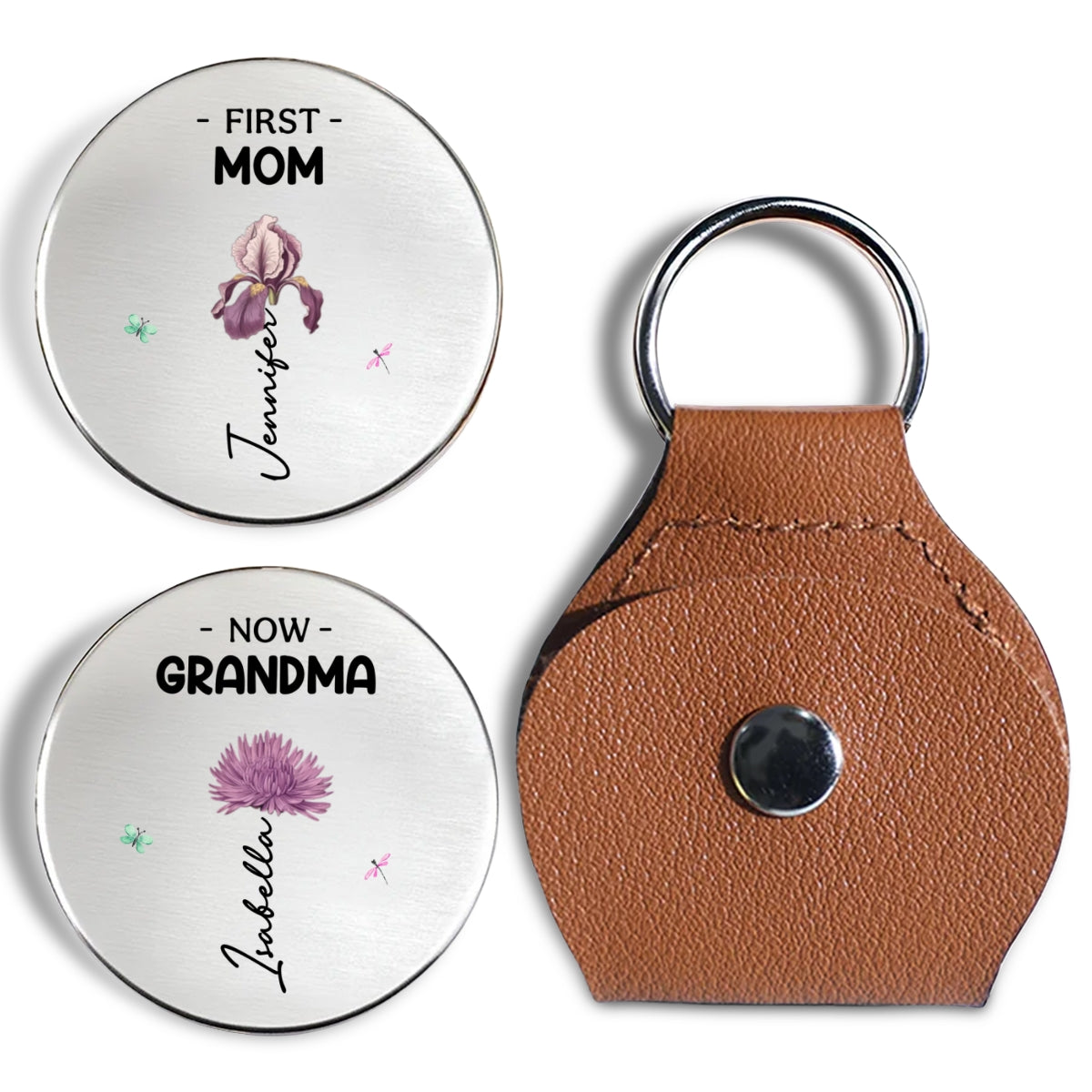 Custom Grandma Coin Keychain, Mother's Day Birthday Gifts • Now I Have My Kids - Personalized Pocket Hug