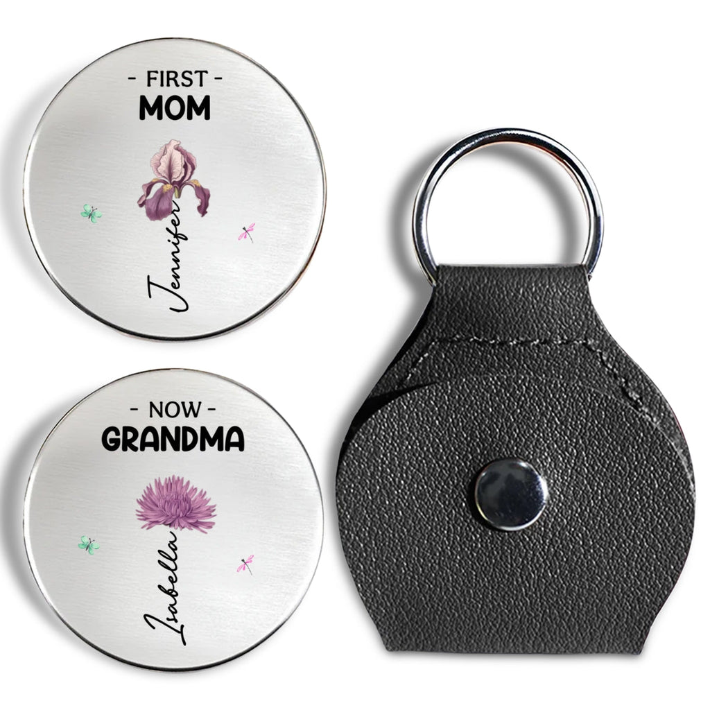 Custom Grandma Coin Keychain, Mother's Day Birthday Gifts • Now I Have My Kids - Personalized Pocket Hug