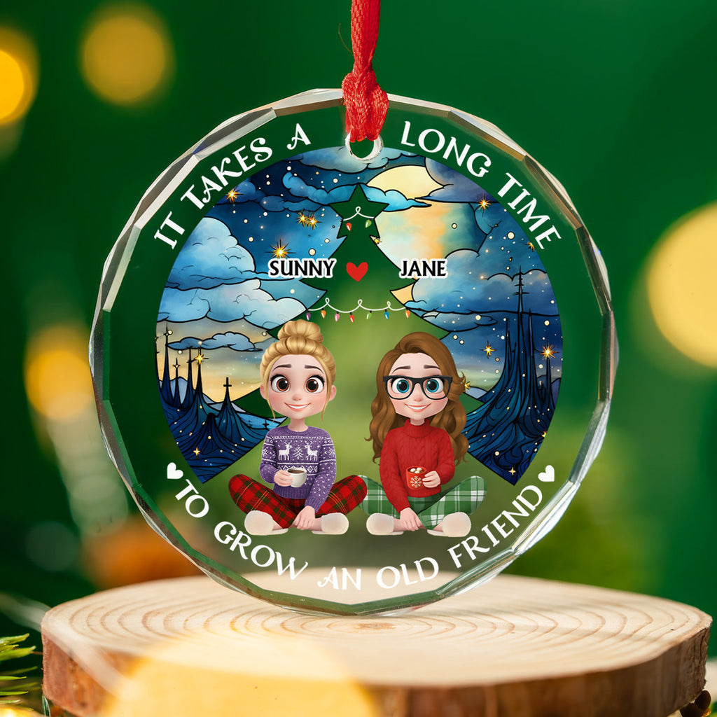 Custom Friendship Christmas Ornament, Best Friend Gift •  New Year Old Bestie - Personalized Glass Ornament