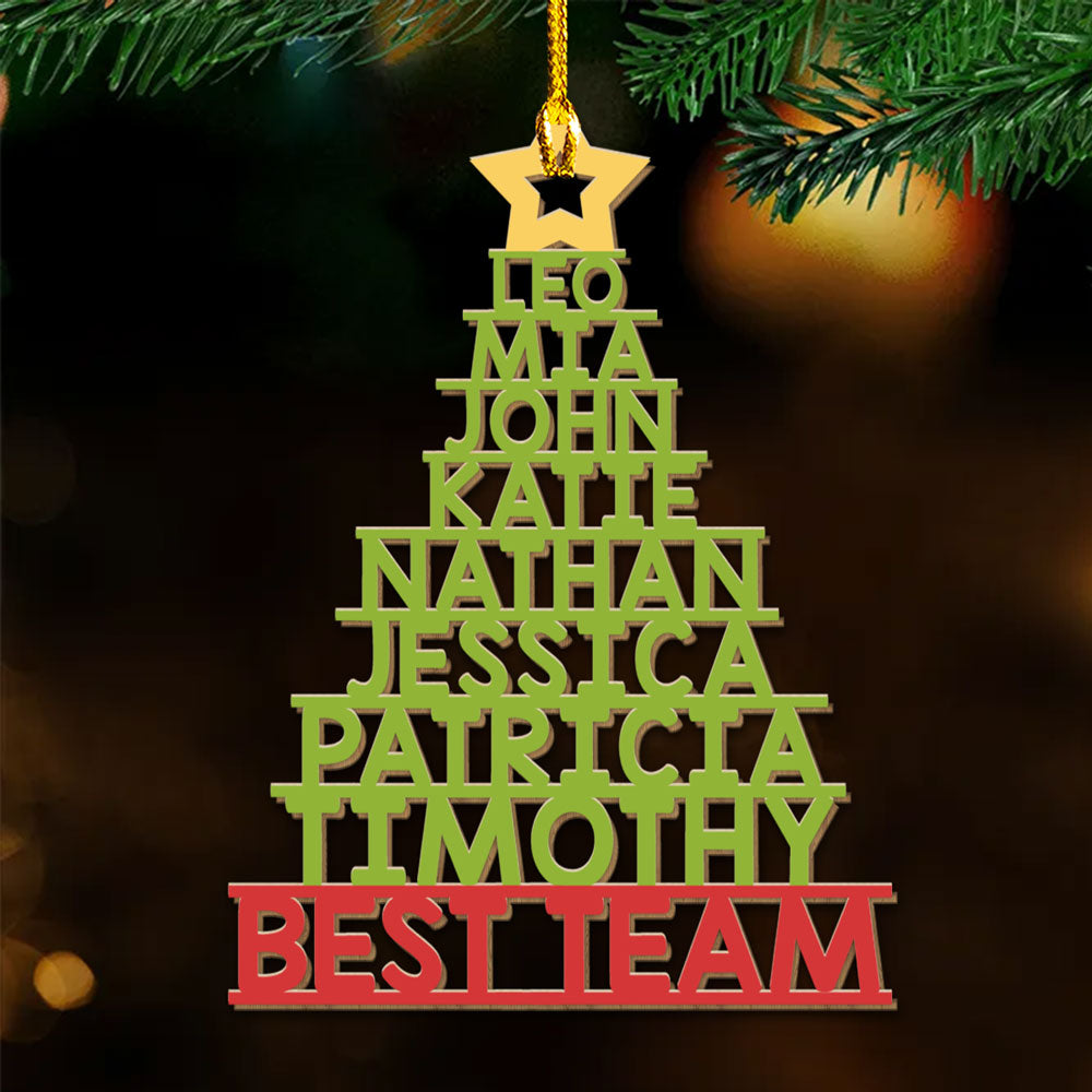 Custom Coworker Christmas Ornament, Team Appreciation Gift •  Best Team - Personalized Wood Ornament