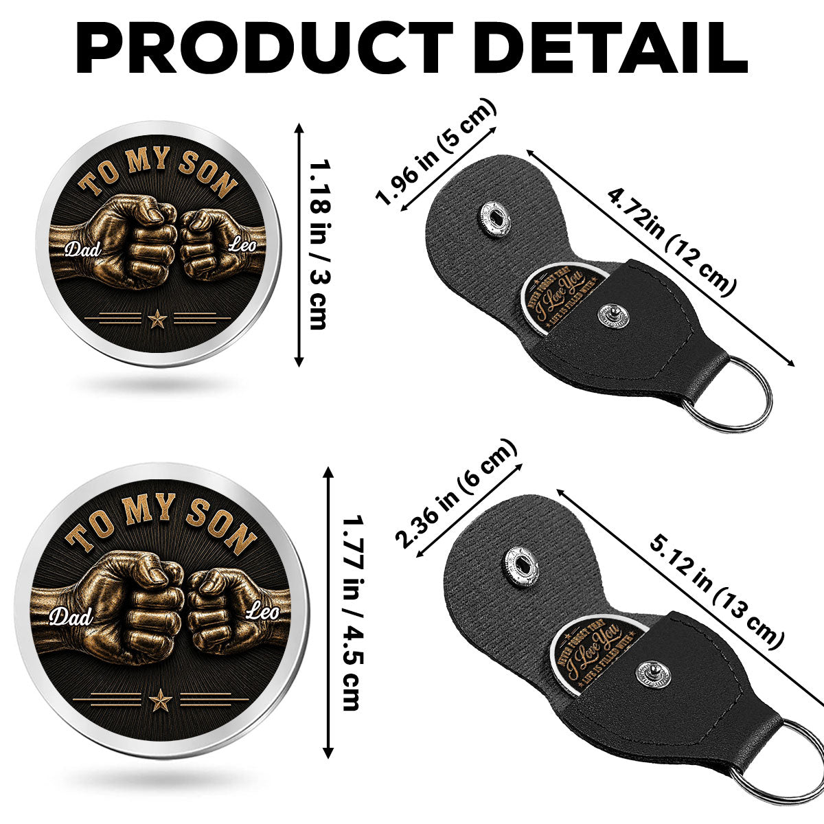 Custom Coin Keychain for Son, Father's Day Birthday Gifts • Son Keep Moving Forward - Personalized Pocket Hug