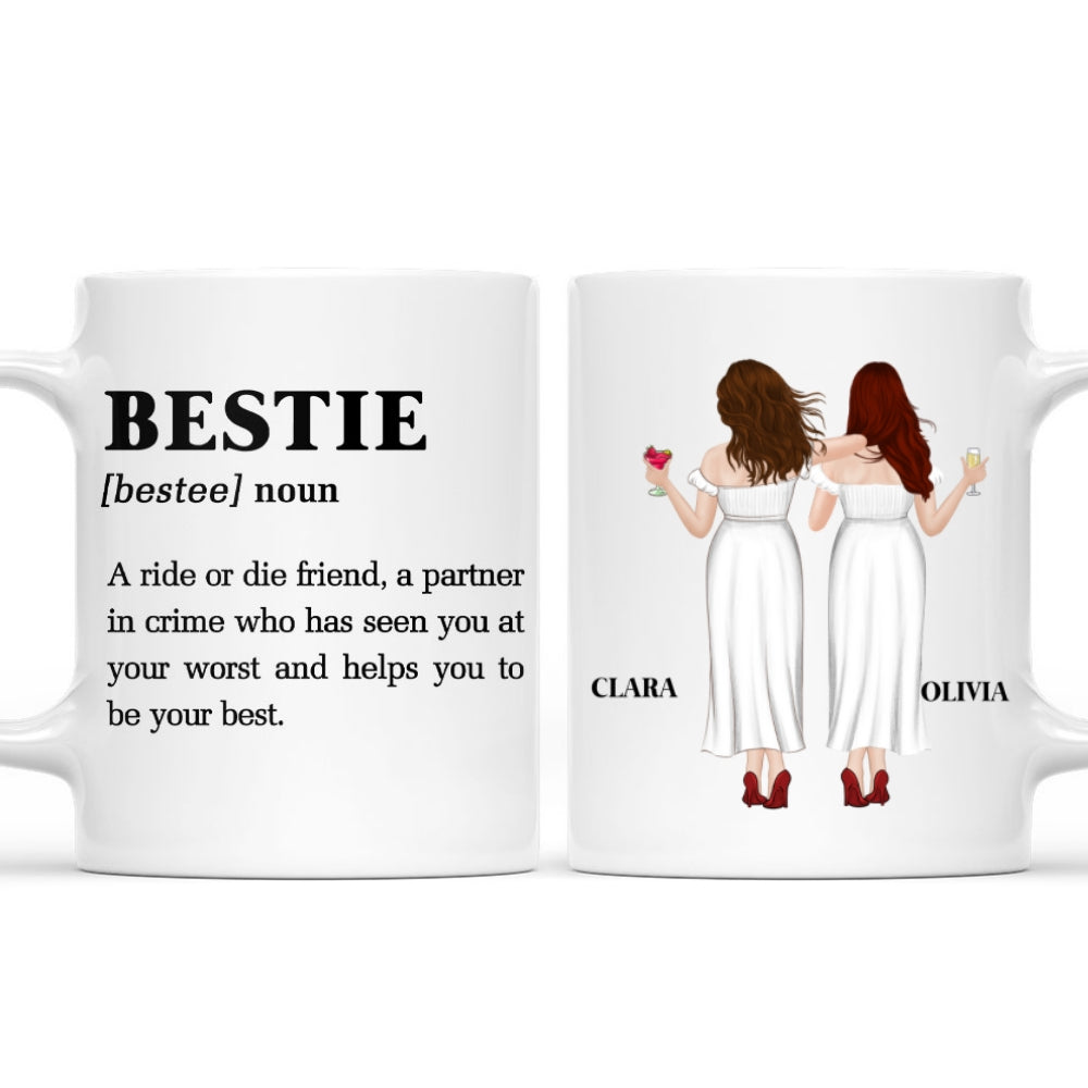 Custom Best Friend, Christmas & Birthday Friendship Keepsake Gift • Ride Or Die Friend - Personalized Coffee Mug