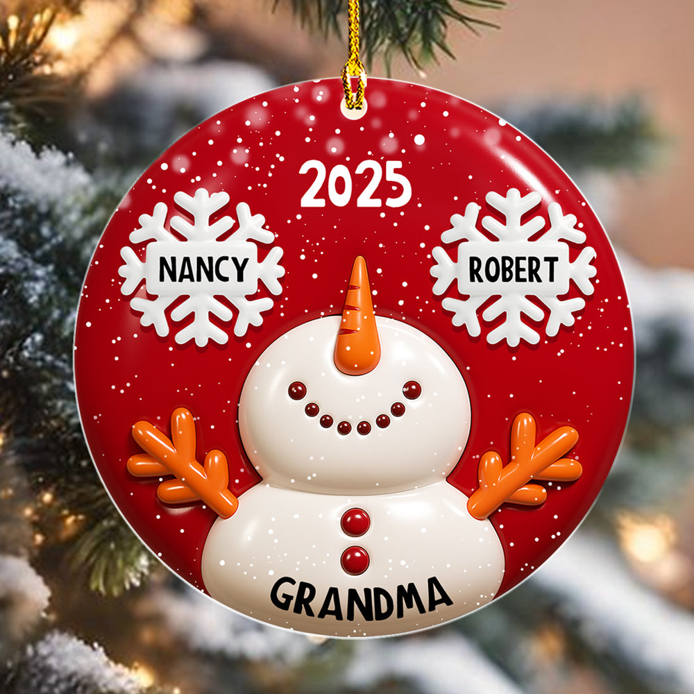 Custom Family Ornament, Christmas Gift for Family Members •  Snowy Kids - Personalized 3D Inflated Effect Acrylic Ornament