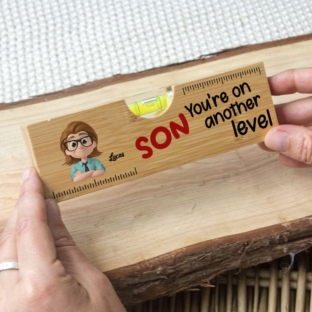 My Son Are On Another Level - Personalized Wooden Spirit Level Bottle Opener