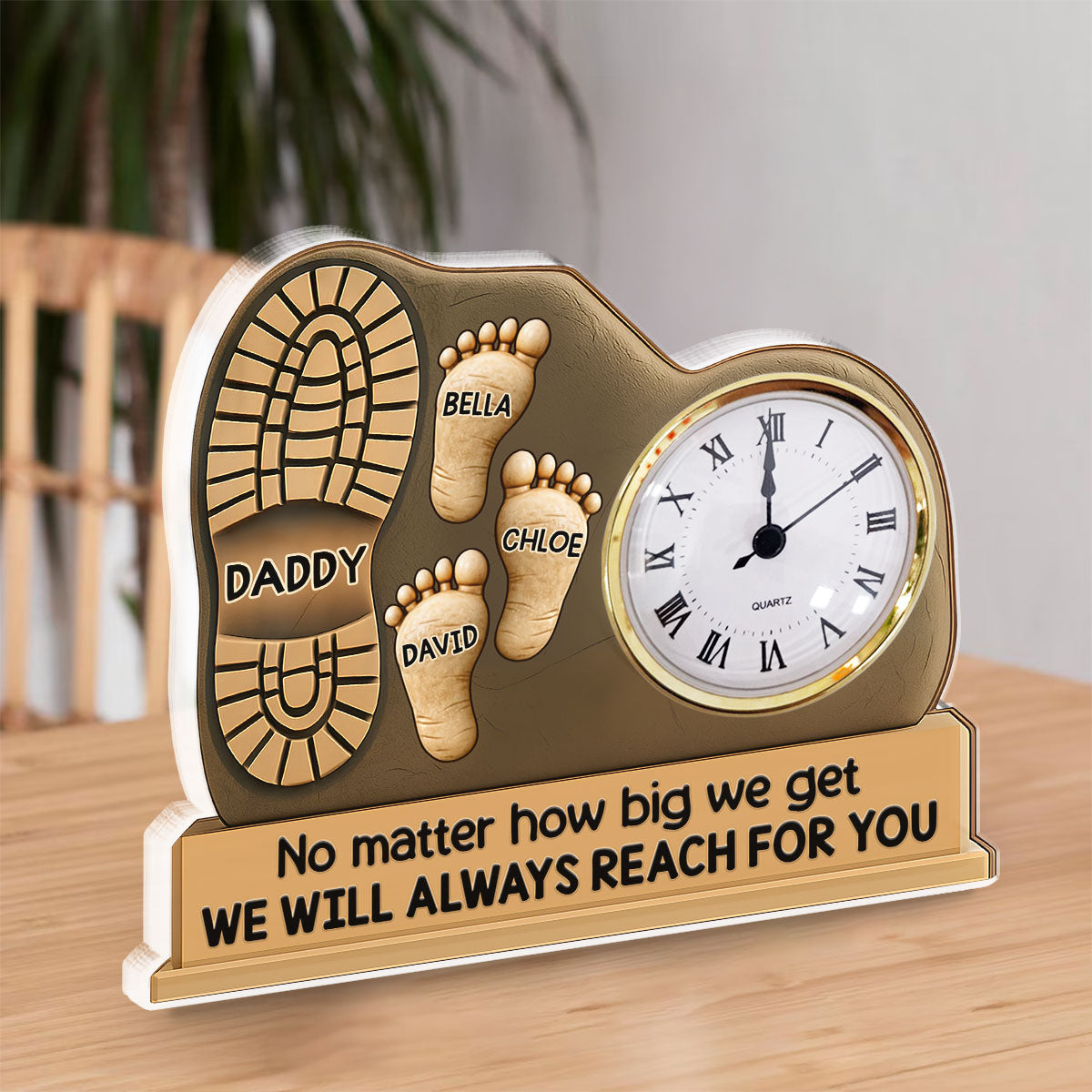 Custom Couple's Decor, Anniversary & Wedding Gift • We Will Always Reach For You - Personalized Acrylic Desk Clock Plaque