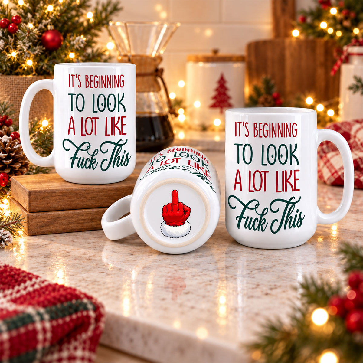 Custom Coworker, Christmas & Birthday Team Appreciation Gift • Ho Ho Nope Not Today - Personalized Bottom Print Mug