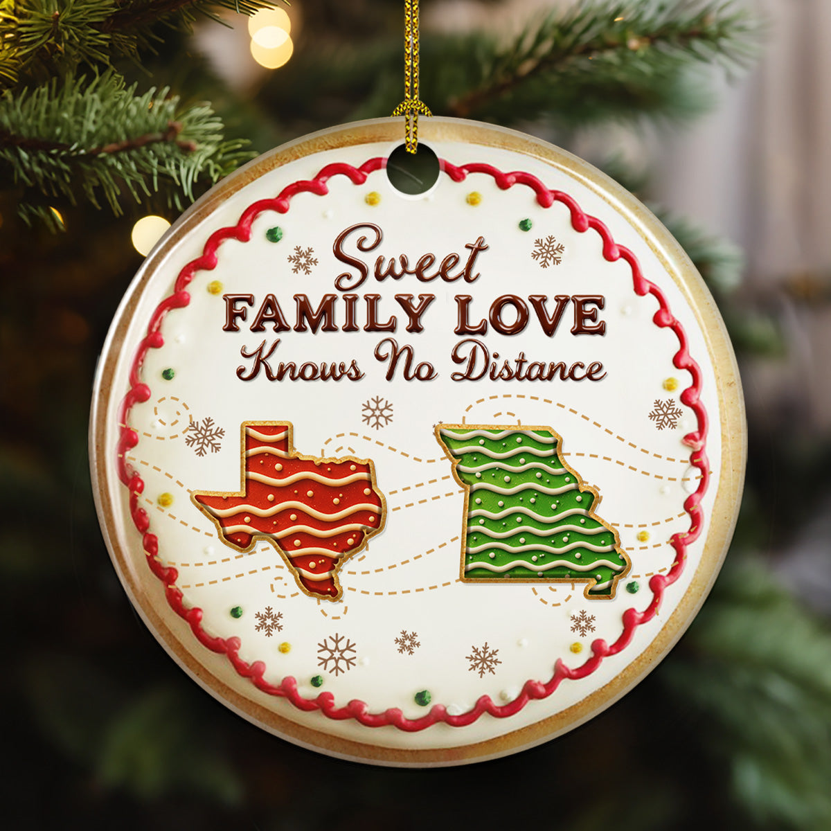 Custom Family Ornament, Christmas Gift for Family Members •  Sweet Family Love - Personalized 3D Effect Ceramic Ornament