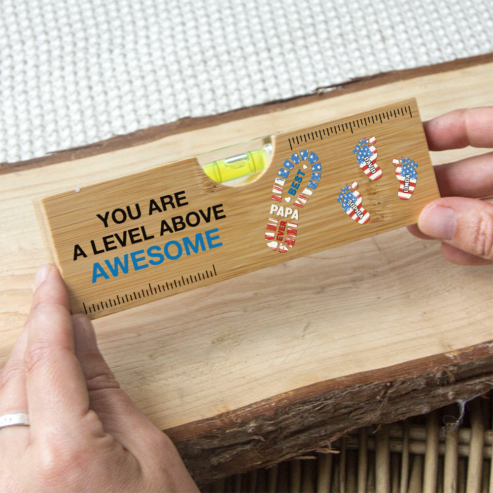 The Power Of Dad Comes From Love - Personalized Wooden Spirit Level Bottle Opener
