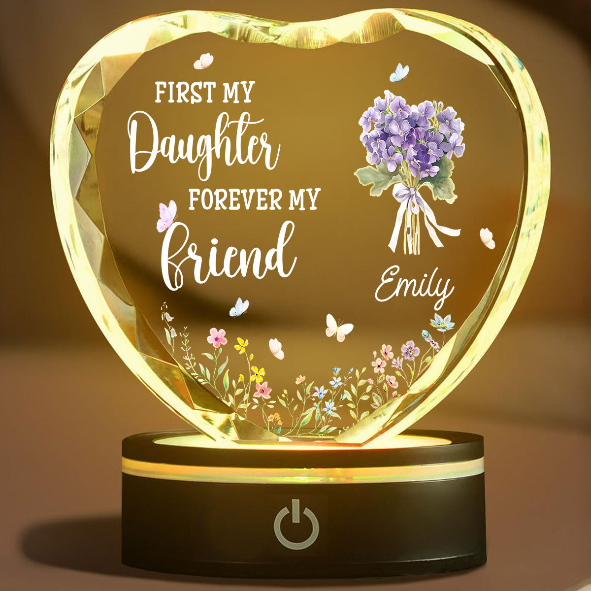 First My Daughter Forever My Friend - Personalized Crystal Led Light