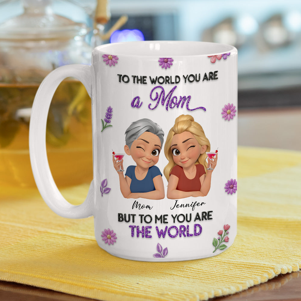 Custom Mother's Day Gift for Mom & Grandma • The World To Me - Personalized 3D Effect Mug