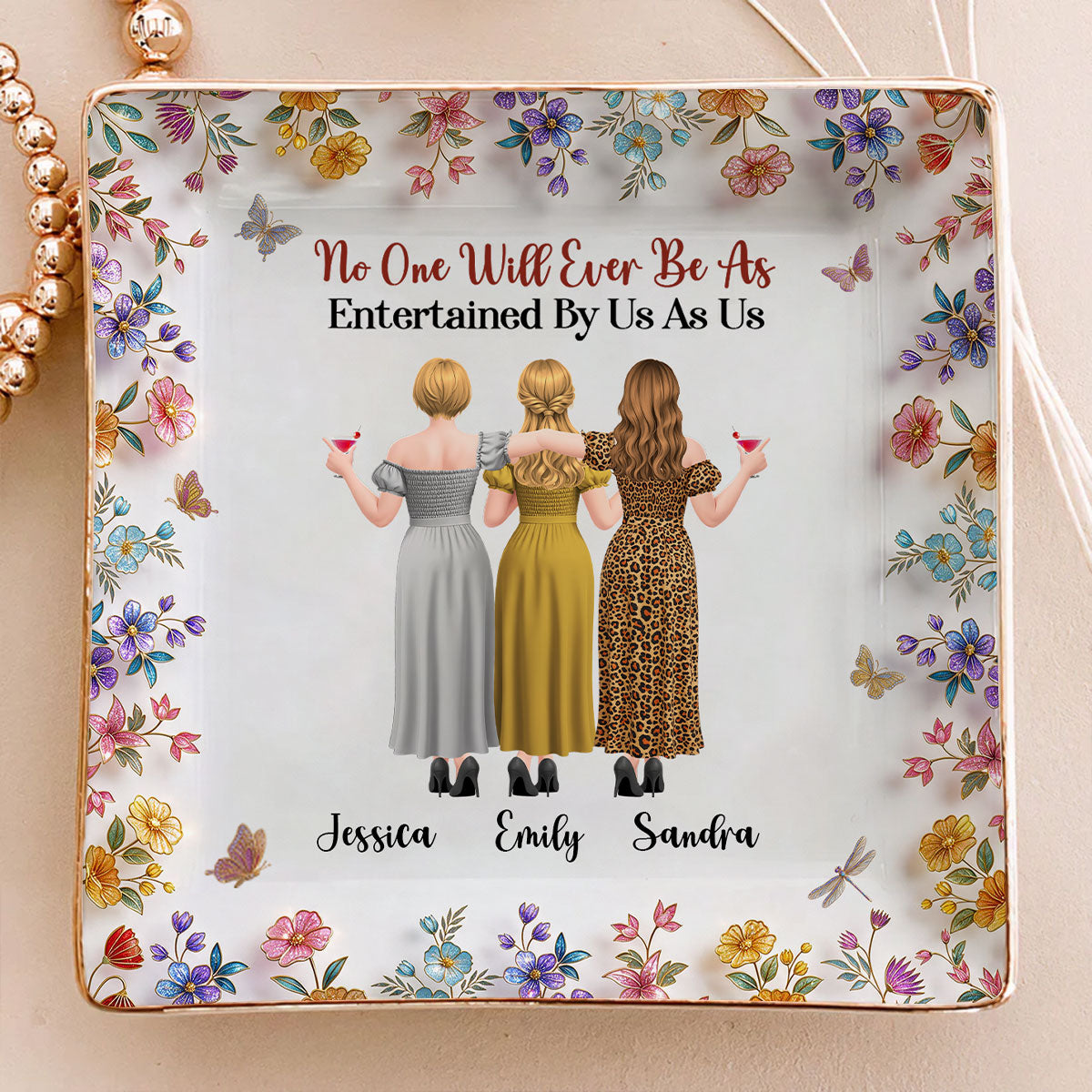 Custom Bestie Trinket Dish, Birthday Christmas Gift For Best Friend • Funny Besties - Personalized Jewelry Dish
