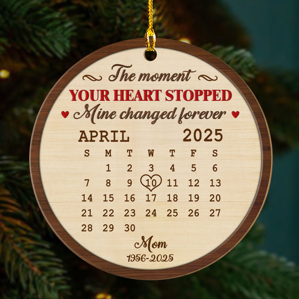 Custom Memorial Christmas Ornament, Sympathy Keepsake •  The Moment - Personalized Wood Ornament