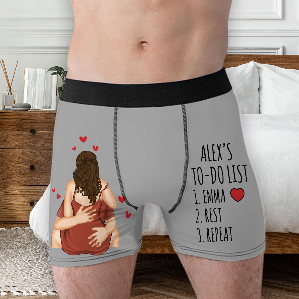 Love Rest Repeat Every Day - Personalized Photo Men's Boxer Briefs