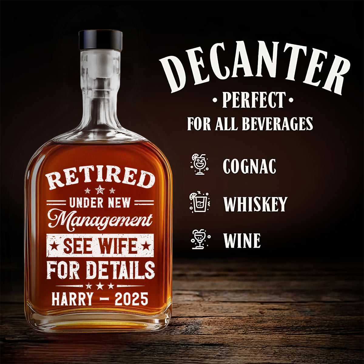 Under New Management - Personalized Spirits Decanter