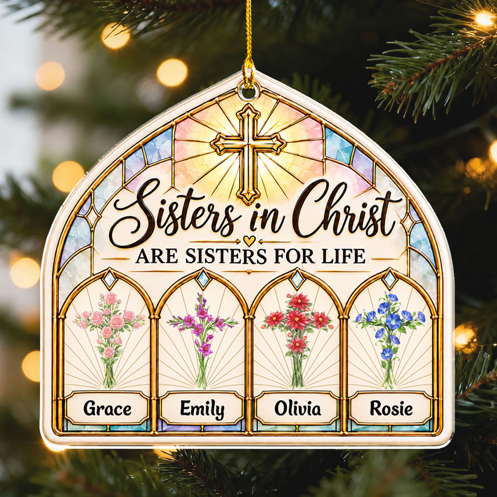 Custom Keepsake Christmas Ornament •  Sisters For Life - Personalized Acrylic Ornament